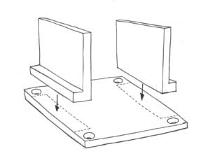 Metal flanges on base plate