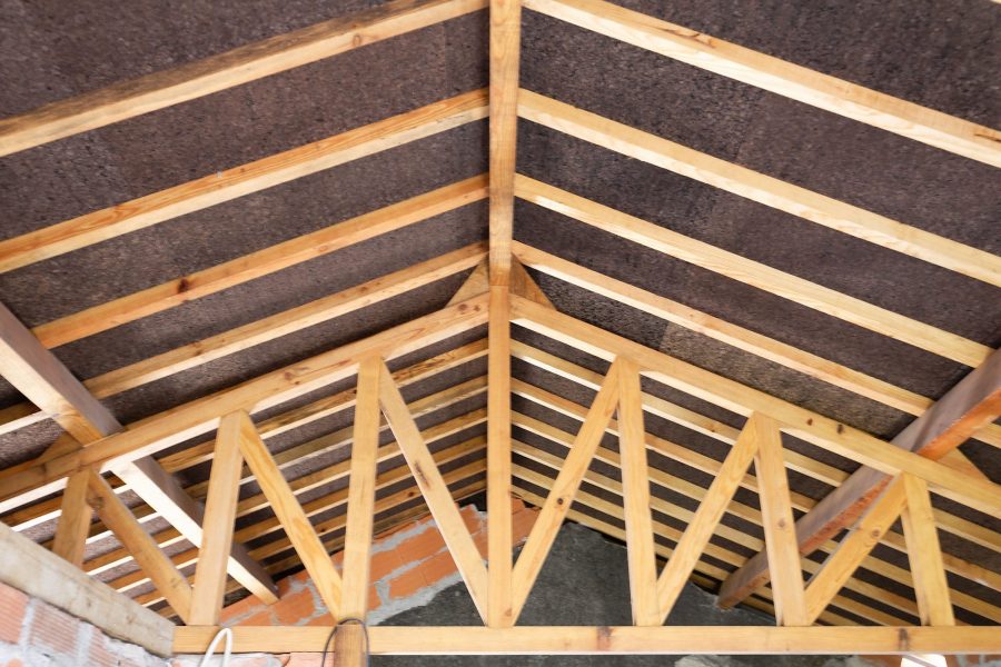 Cork insulation is left visible with the timber roof structure.